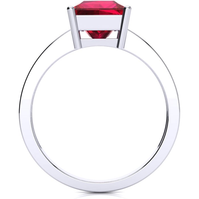 Square Step Cut 1 7/8ct Ruby and Diamond Ring in 14K White Gold