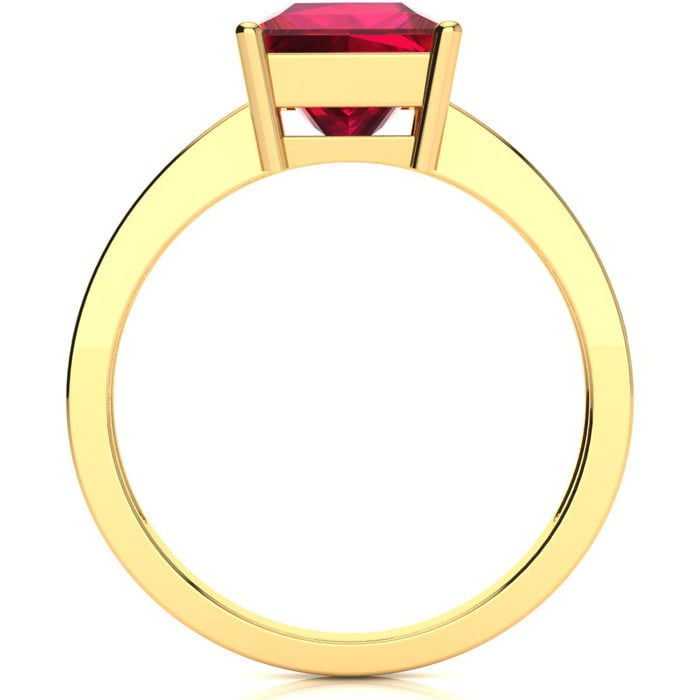 Square Step Cut 1 7/8ct Ruby and Diamond Ring in 14K Yellow Gold