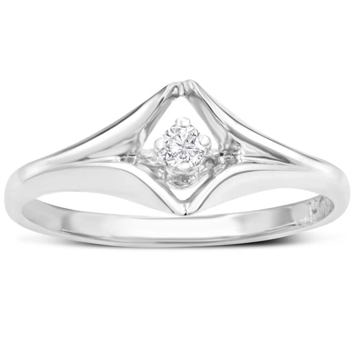 Diamond Solitaire Promise Ring In White Gold