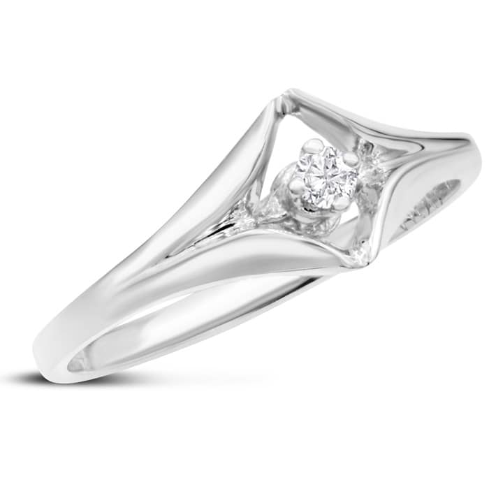 Diamond Solitaire Promise Ring In White Gold
