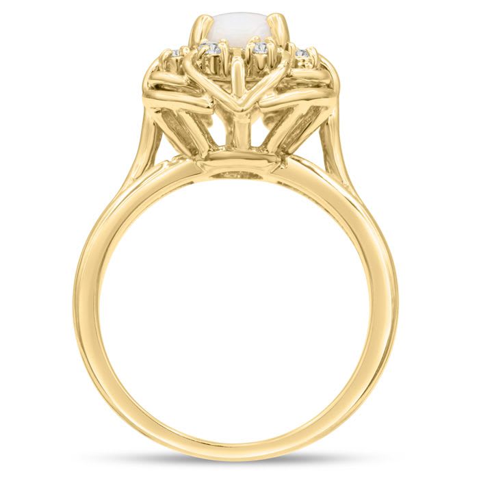 1 Carat Vintage Opal Ring and Halo Diamonds In 14 Karat Yellow Gold