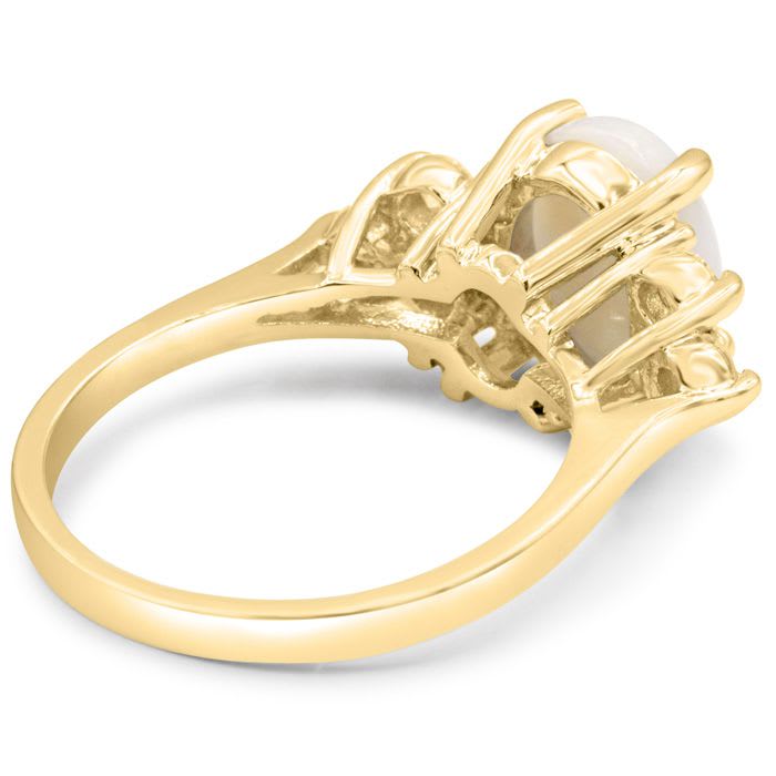 3 Carat Opal Ring with 6 Diamonds In 14 Karat Yellow Gold