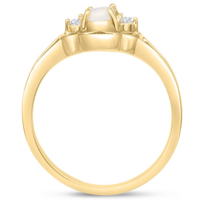 Vintage 1/4 Carat Opal Ring and Diamonds In 14 Karat Yellow Gold