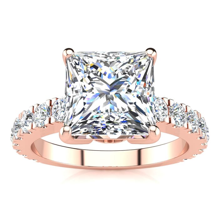 Princess cut diamond wedding ring rose gold deals