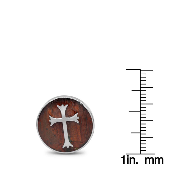 Octavius Stainless Steel and Mahogany Gothic Cross Cufflinks