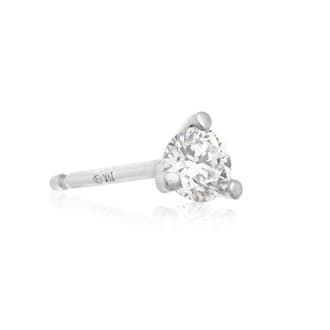 1/4 Carat Round Shape Single Diamond Stud Earring In 14 Karat White Gold, Martini Setting