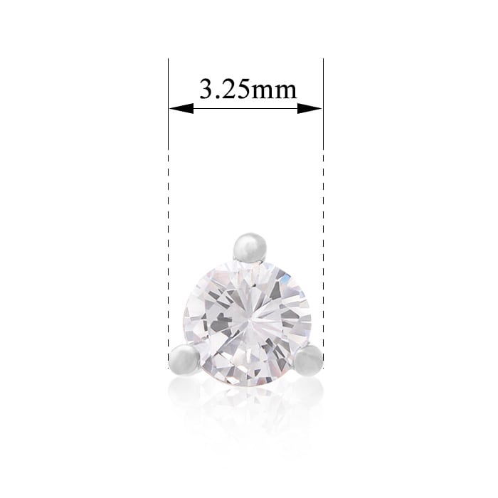 1/4 Carat Round Shape Single Diamond Stud Earring In 14 Karat White Gold, Martini Setting