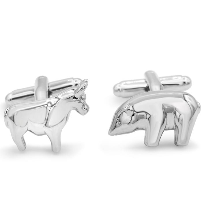 Octavius Stainless Steel Polar Bear and Bull Cufflinks