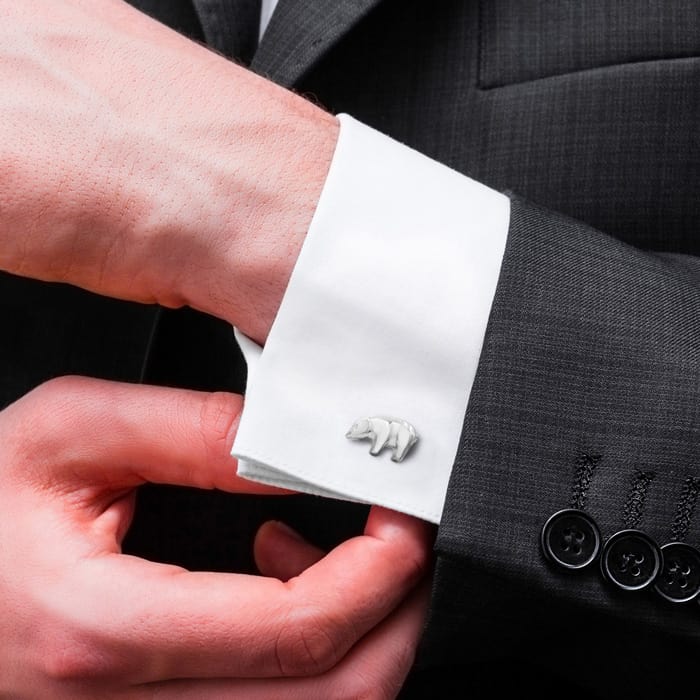 Octavius Stainless Steel Polar Bear and Bull Cufflinks
