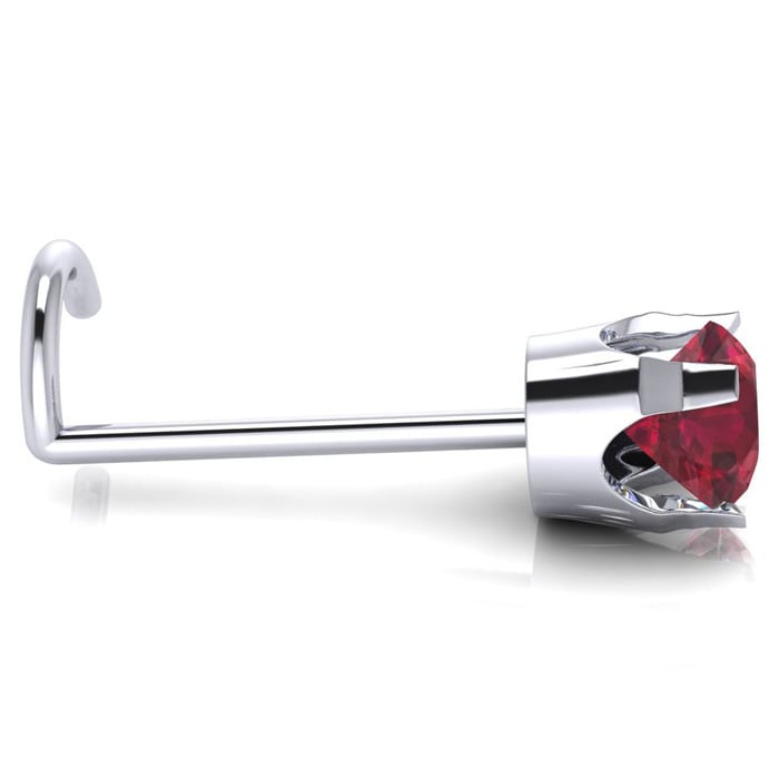0.015ct 1.5mm Ruby Nose Ring In 14K White Gold
