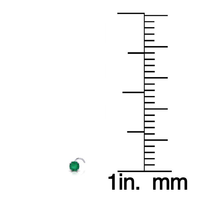 0.015ct 1.5mm Emerald Nose Ring In 14K White Gold