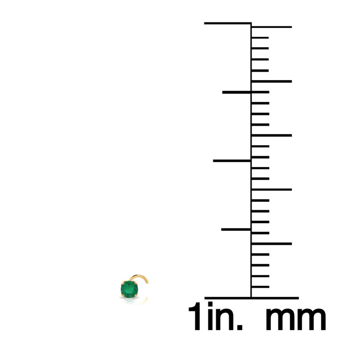 0.015ct 1.5mm Emerald Nose Ring In 14K Yellow Gold