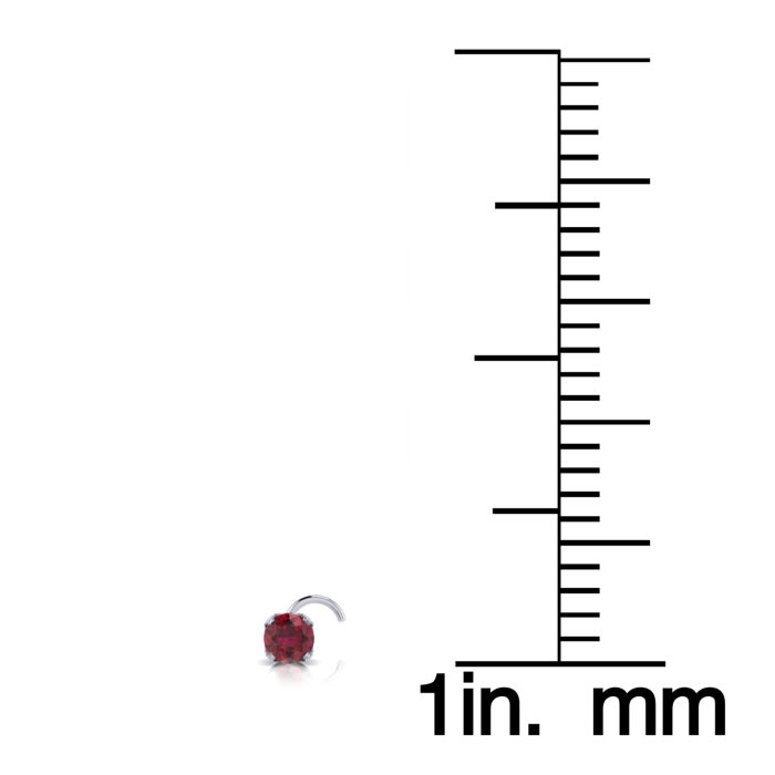 0.03ct 2mm Ruby Nose Ring In 14K White Gold