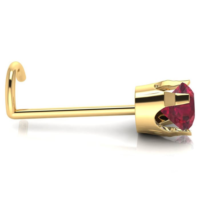 0.03ct 2mm Ruby Nose Ring In 14K Yellow Gold