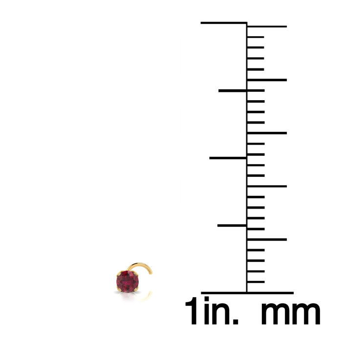 0.03ct 2mm Ruby Nose Ring In 14K Yellow Gold