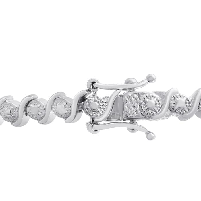 1/2 Carat Natural Diamond Bracelet, Platinum Overlay, 7  Inches!  Very Pretty, Classic Style!