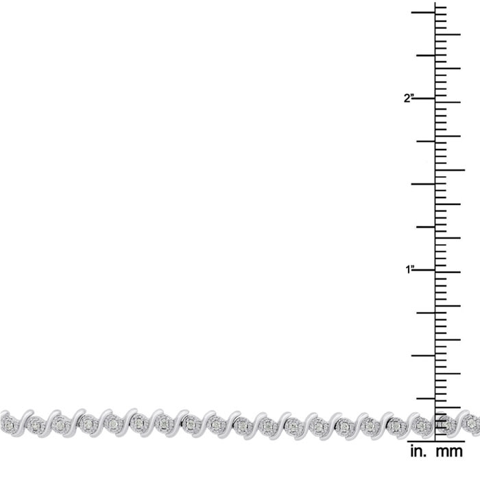 1/2 Carat Natural Diamond Bracelet, Platinum Overlay, 7  Inches!  Very Pretty, Classic Style!