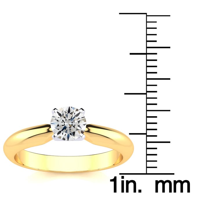 Round Engagement Rings, 1/2 Carat Round Diamond Solitaire Ring Crafted In 14K Yellow Gold