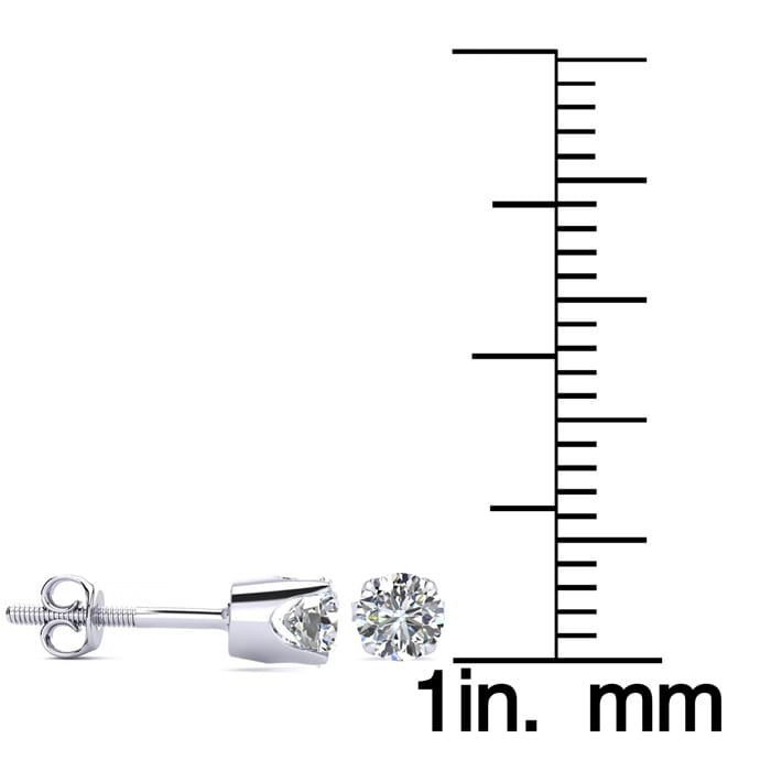 Colorless 1/3 Carat Diamond Stud Earrings 14 Karat White Gold. Genuine, Natural, Fiery, White Diamonds!