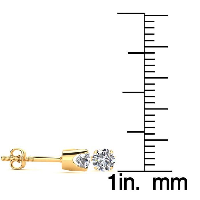 Colorless 1/3 Carat Diamond Stud Earrings 14 Karat Yellow Gold. Genuine, Natural, Fiery, White Diamonds!
