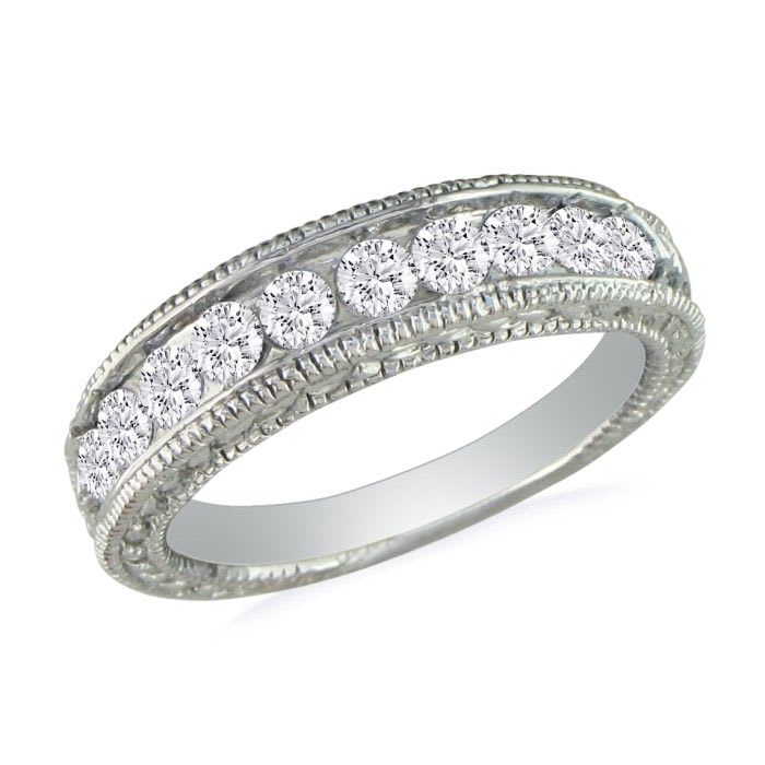 1/4ct Antique Style Diamond Band in 10k White Gold : SZ7 CLEARANCE