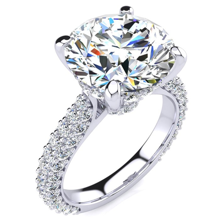 5 1/3 Carat Halo Diamond Engagement Ring With  Carat Center Diamond In 14K White Gold