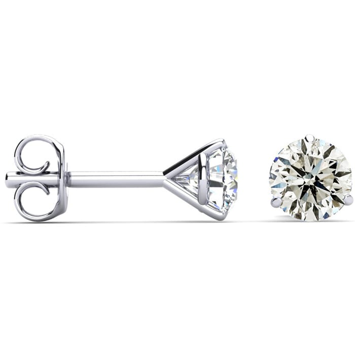 1 1/2 Carat Colorless Diamond Stud Earrings in 14 Karat White Gold Martini Setting