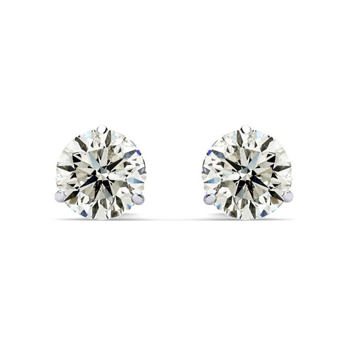 1 1/2 Carat Colorless Diamond Stud Earrings in 14 Karat White Gold Martini Setting