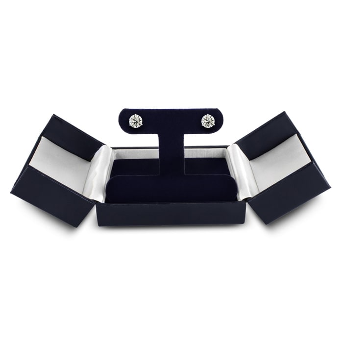 1 1/2 Carat Colorless Diamond Stud Earrings in 14 Karat White Gold Martini Setting