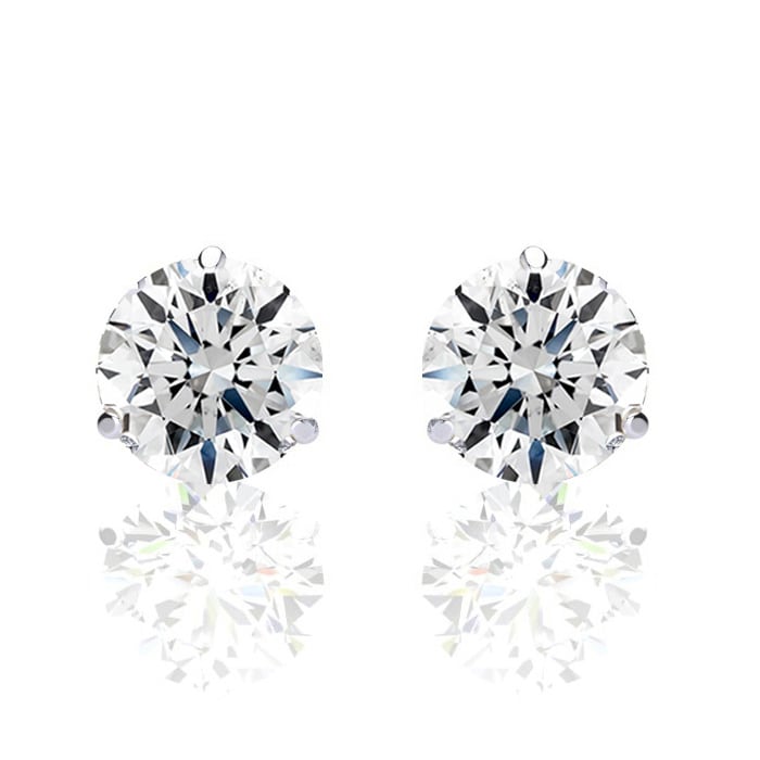 1.65 Carat Colorless Diamond Stud Earrings in 14 Karat White Gold Martini Setting