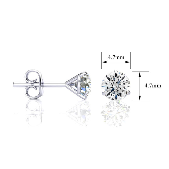 1.65 Carat Colorless Diamond Stud Earrings in 14 Karat White Gold Martini Setting
