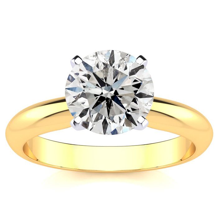 Fine Quality 2ct Diamond Solitaire in 6 Prong 14k Yellow Gold
