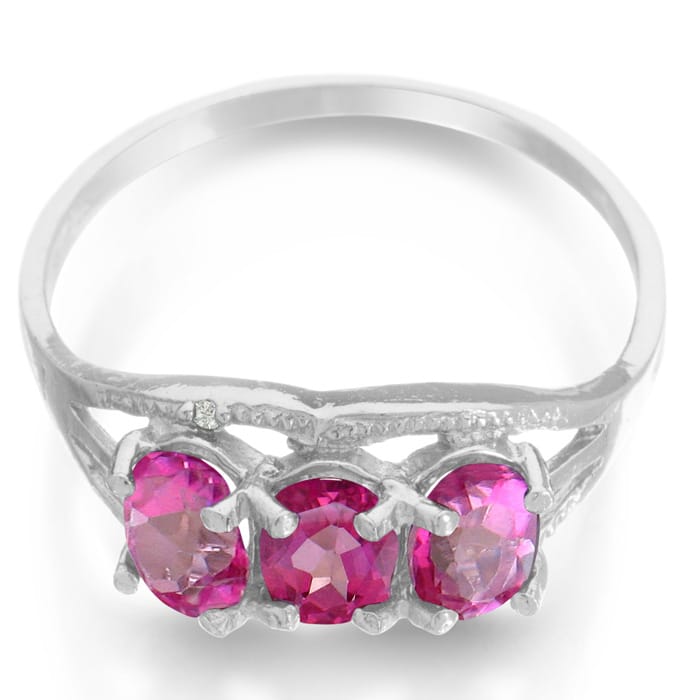 1 1/2ct Pink Topaz and Diamond Ring in Sterling Silver, Size 7 and 8 Left!