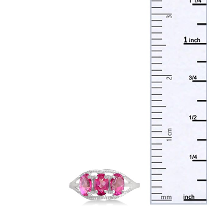 1 1/2ct Pink Topaz and Diamond Ring in Sterling Silver, Size 7 and 8 Left!
