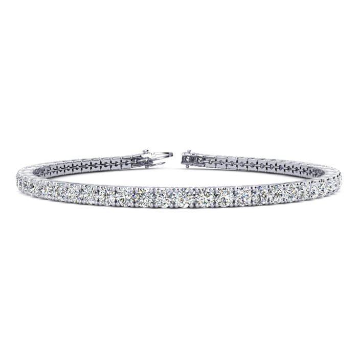 5 3/4 Carat Round E-F Color Colorless Diamond Tennis Bracelet In 14 Karat White Gold