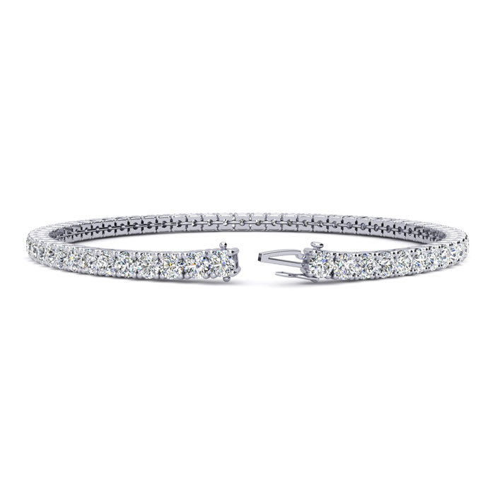 5 3/4 Carat Round E-F Color Colorless Diamond Tennis Bracelet In 14 Karat White Gold