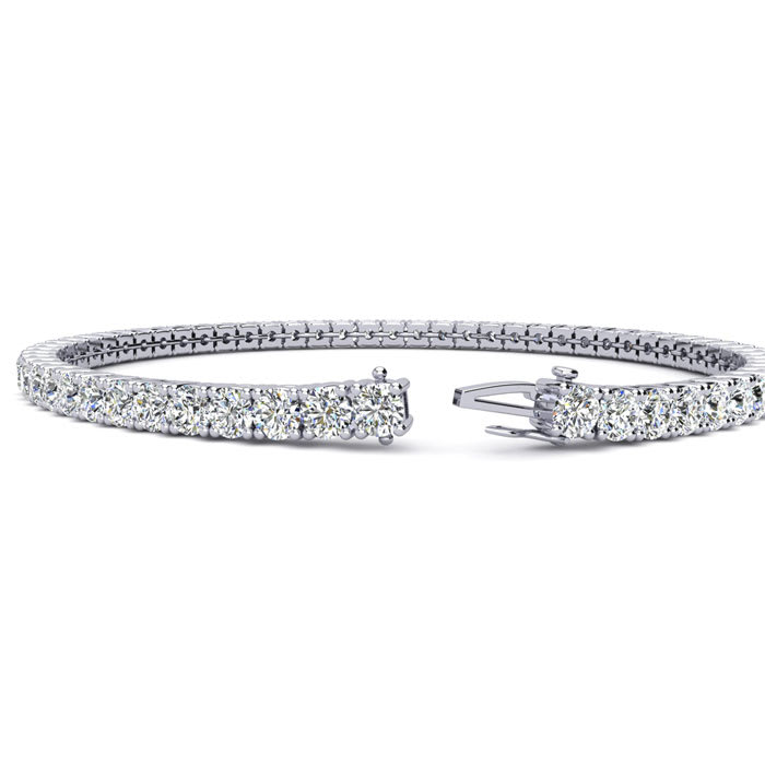5 3/4 Carat Round E-F Color Colorless Diamond Tennis Bracelet In 14 Karat White Gold
