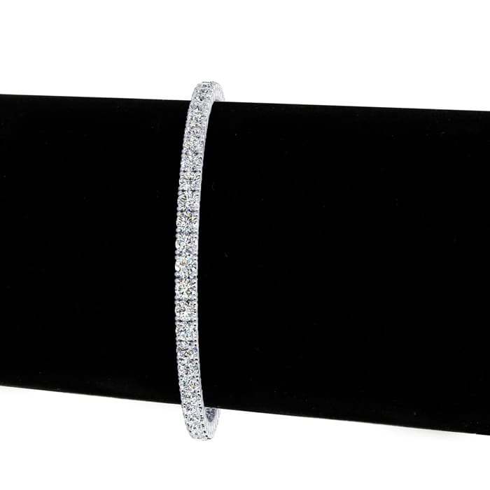 5 3/4 Carat Round E-F Color Colorless Diamond Tennis Bracelet In 14 Karat White Gold