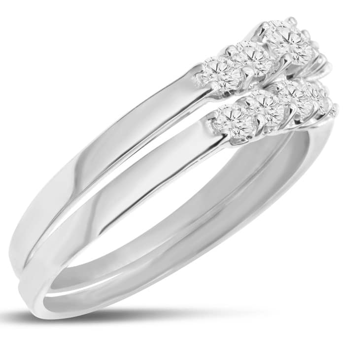 1/2ct Diamond Bridal Set With .12ct Center Diamond in 14k White Gold, Size 6