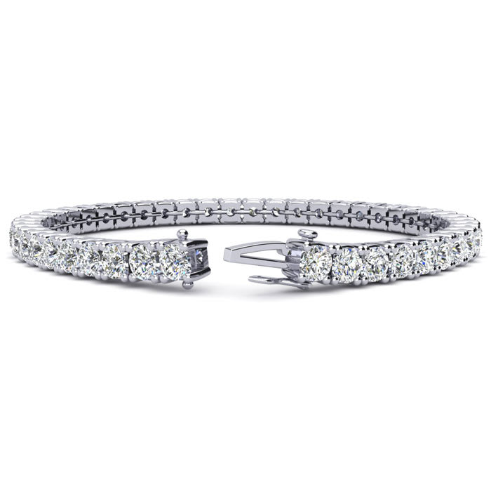 7 Carat Round Diamond Tennis Bracelet In 14 Karat Yellow Gold, 7 Inches