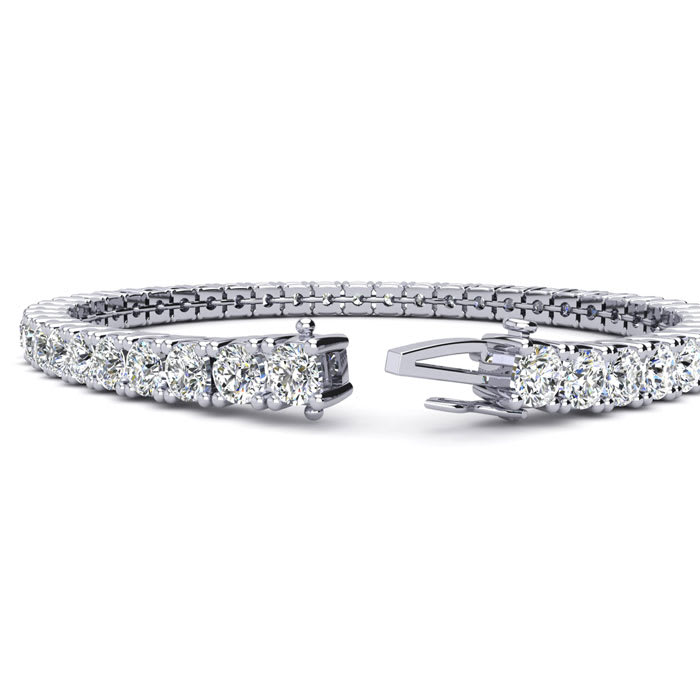 7 Carat Round Diamond Tennis Bracelet In 14 Karat Yellow Gold, 7 Inches