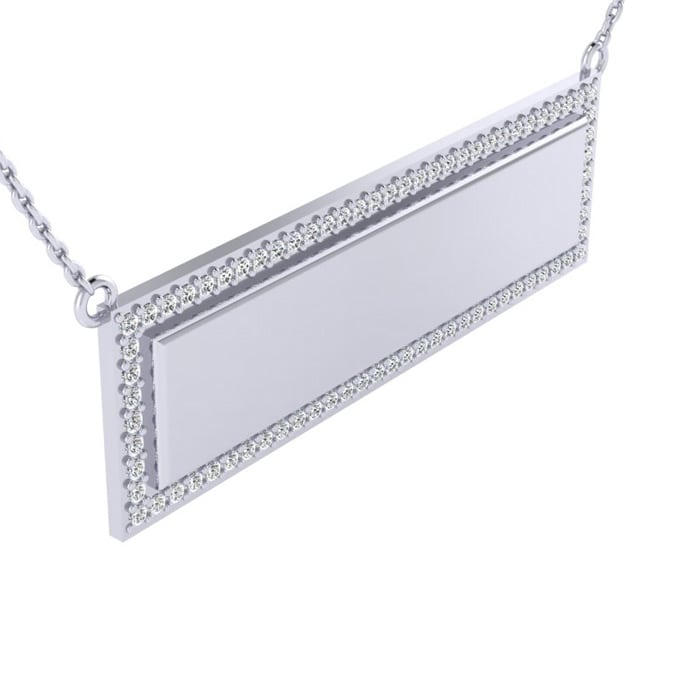 14K White Gold .38ct Diamond Bar Necklace, 18 Inches