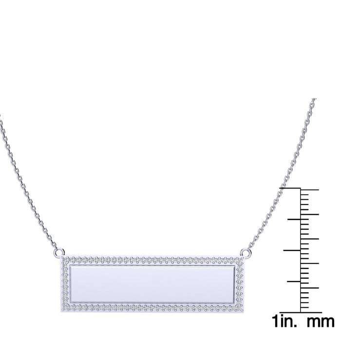 14K White Gold .38ct Diamond Bar Necklace, 18 Inches