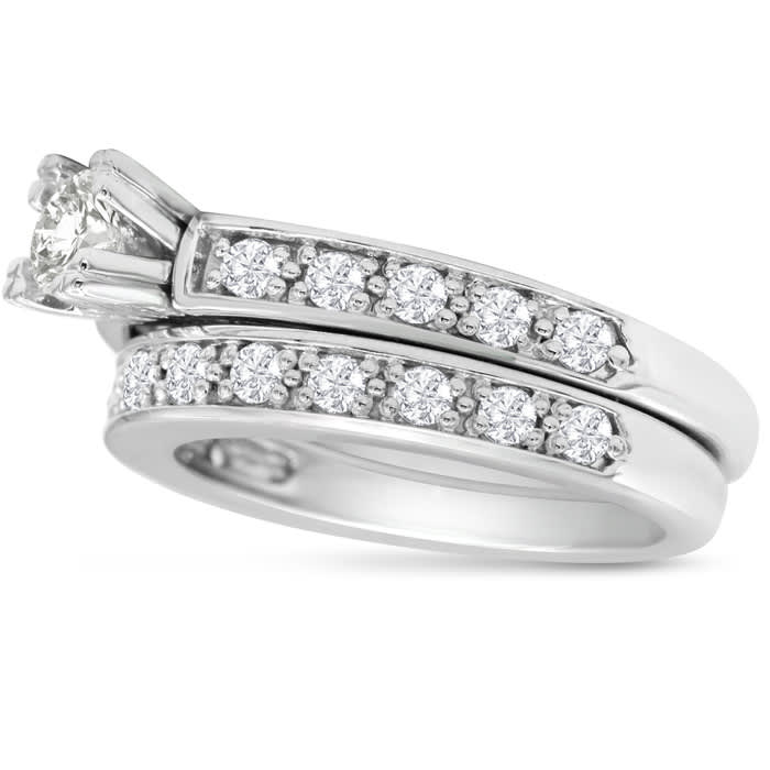 1ct Ladies Traditional Diamond Bridal Set, 14K White Gold