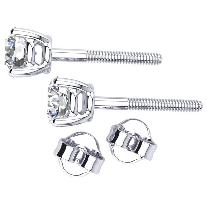 0.28 Carat Colorless Diamond Earrings In 14 Karat White Gold