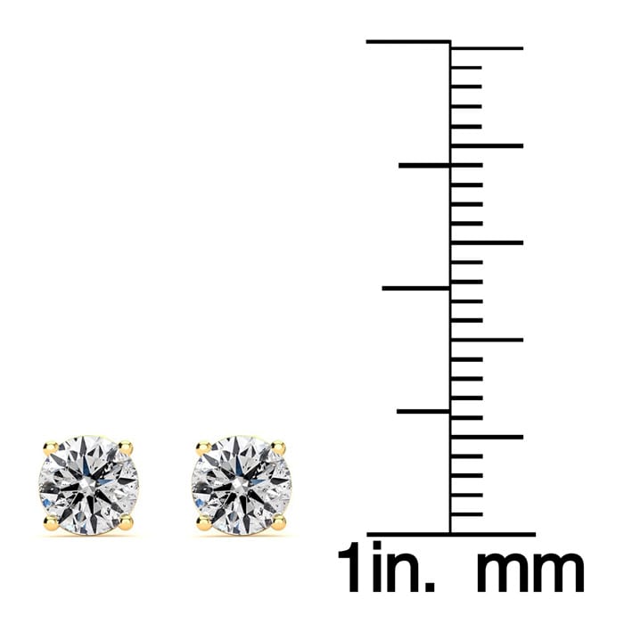 1 1/2 Carat Colorless Diamond Stud Earrings In 14 Karat Yellow Gold