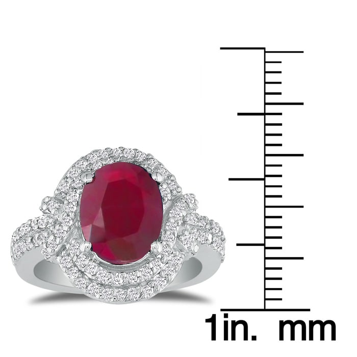 Eye-Catching 4.12ct Oval Ruby and Diamond Ring in 14k White Gold