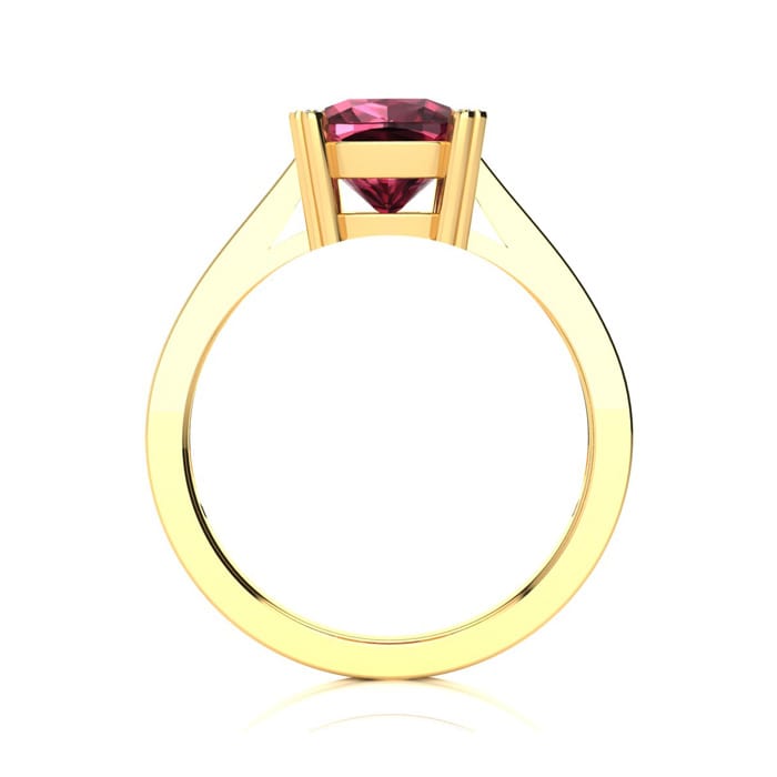 Garnet Ring: Garnet Jewelry: 2ct Cushion Cut Garnet and Diamond Ring in 10K Yellow Gold