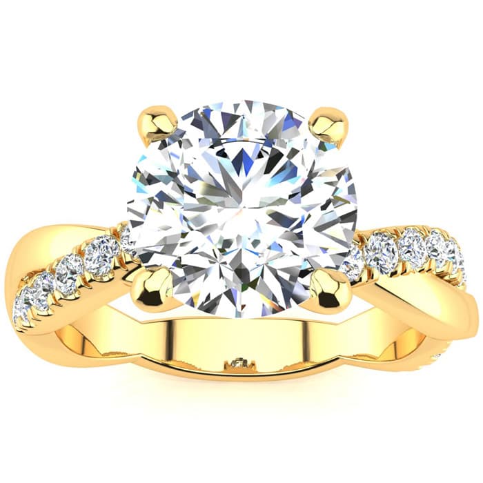 1 3/4 Carat Diamond Engagement Ring In 14K Yellow Gold, 1 1/2 Carat Center Diamond, H-I I1-I2