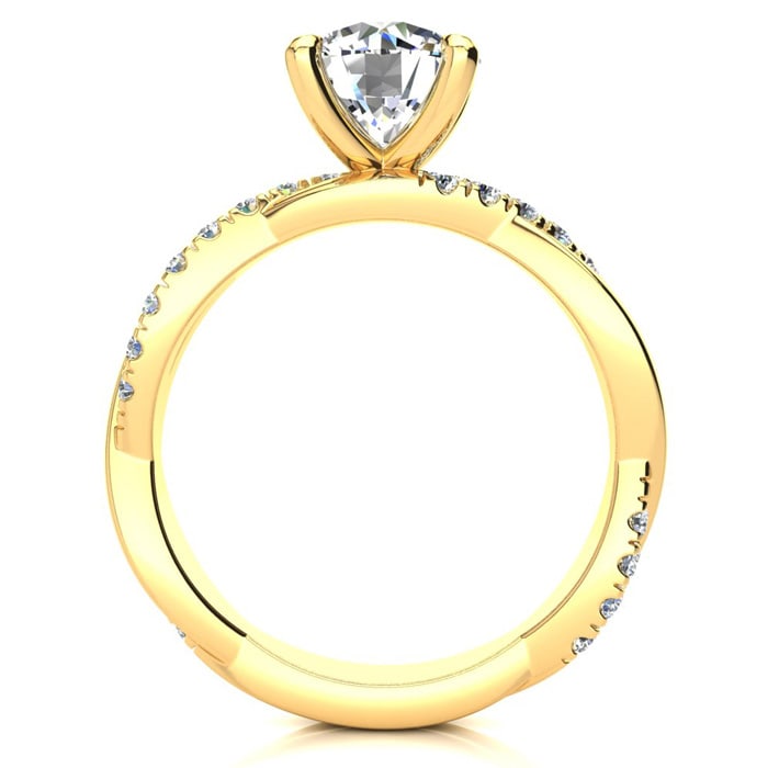 1 3/4 Carat Diamond Engagement Ring In 14K Yellow Gold, 1 1/2 Carat Center Diamond, H-I I1-I2